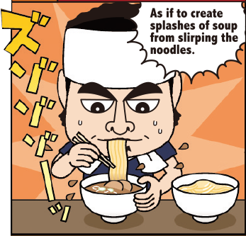 つけめんTETSU 2. Dip the noodles in the soup.